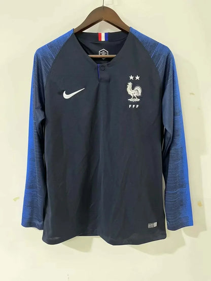 2018 Retro Long Sleeve France Home Football Shirt