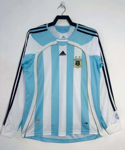 2006 Retro Long Sleeve Argentina National Team Home Football Shirt