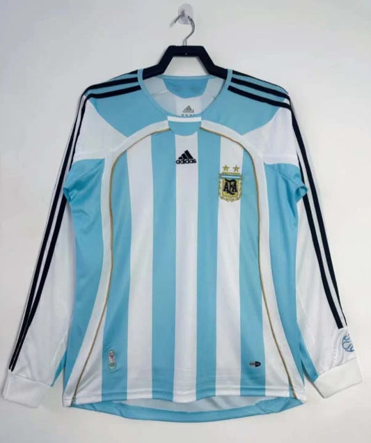 2006 Retro Long Sleeve Argentina National Team Home Football Shirt