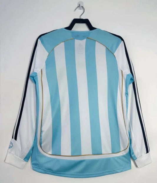 2006 Retro Long Sleeve Argentina National Team Home Football Shirt