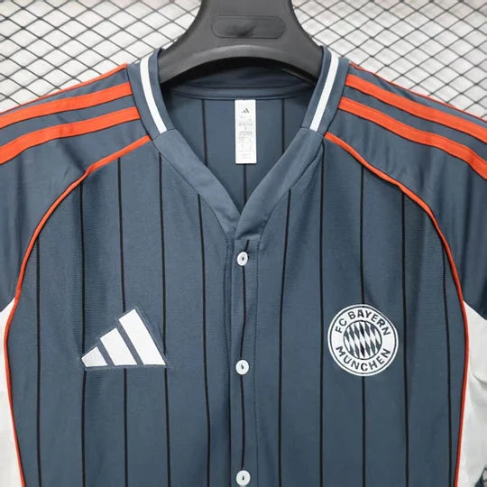 2025/2026 Bayern Munich Baseball Uniform Grey Football Jersey