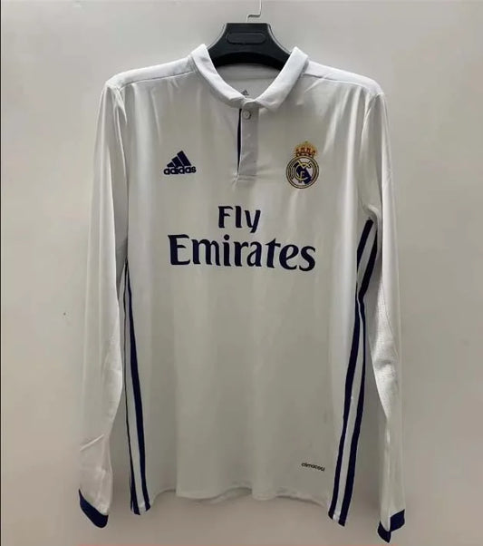 2016/2017 Retro Long Sleeve Real Madrid Home Football Shirt